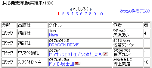 同発売年、同ページ数、同価格のリンク