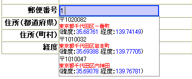 郵便番号と軽度緯度を紐付け